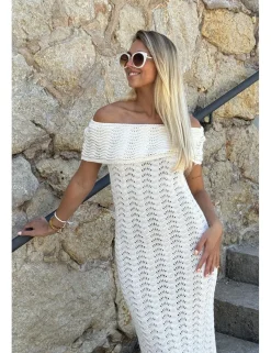 Vestido ganchillo sirena crudo