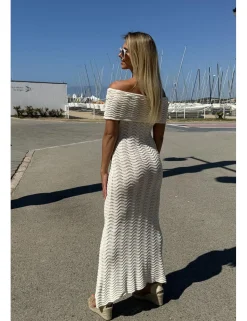 Vestido ganchillo sirena crudo