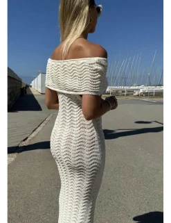 Vestido ganchillo sirena crudo