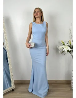 Vestido largo ajustado celeste