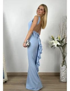 Vestido largo ajustado celeste