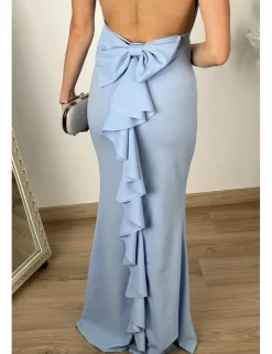 Vestido largo ajustado celeste