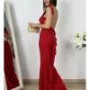 Vestido largo ajustado rojo