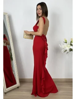 Vestido largo ajustado rojo