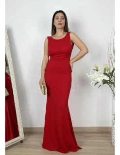 Vestido largo ajustado rojo