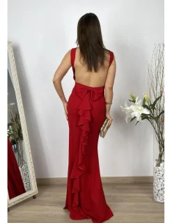 Vestido largo ajustado rojo