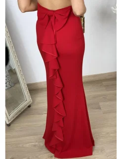 Vestido largo ajustado rojo