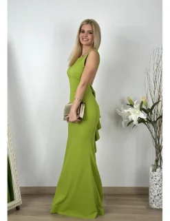 Vestido largo ajustado verde pistacho