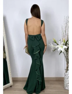 Vestido largo ajustado verde botella