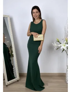 Vestido largo ajustado verde botella