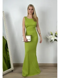 Vestido largo ajustado verde pistacho