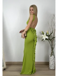 Vestido largo ajustado verde pistacho
