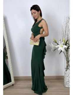 Vestido largo ajustado verde botella