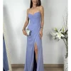 Vestido largo bandas corset malva