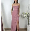 Vestido largo bandas corset rosa