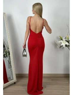 Vestido largo ceñido rojo