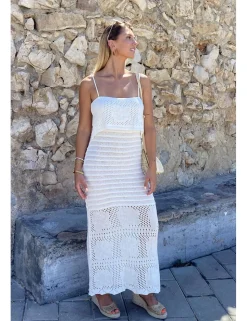 Vestido largo crochet blanco