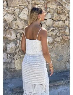Vestido largo crochet blanco