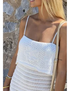 Vestido largo crochet blanco