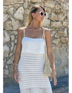 Vestido largo crochet blanco