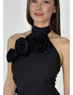 Vestido largo cuello hálter negro