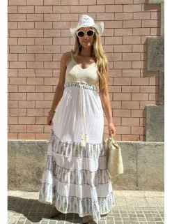 Vestido largo ibicenco bicolor