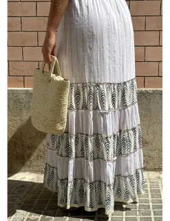 Vestido largo ibicenco bicolor