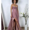 Vestido largo lurex corset rosa