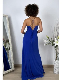 Vestido largo lurex corset azul klein
