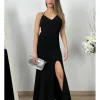 Vestido largo negro con volante