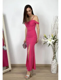 Vestido largo sirena fucsia