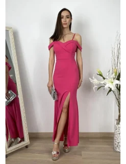Vestido largo sirena fucsia
