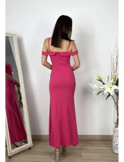 Vestido largo sirena fucsia