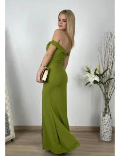 Vestido largo sirena verde pistacho