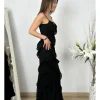 Vestido largo volantes negro