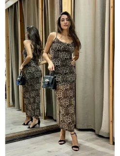 Vestido leopardo gasa