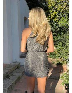 Vestido lúrex plata