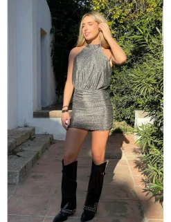 Vestido lúrex plata