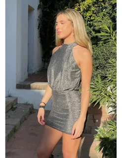 Vestido lúrex plata