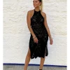Vestido midi crochet negro