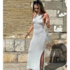 Vestido midi lurex halter plata