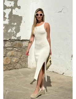 Vestido midi punto crudo