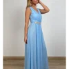 Vestido midi tul celeste