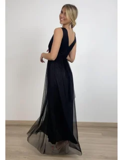 Vestido midi tul negro