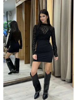 Vestido mini gasa negro
