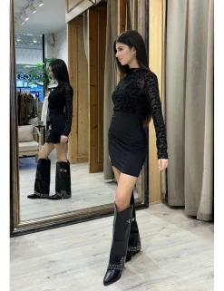 Vestido mini gasa negro