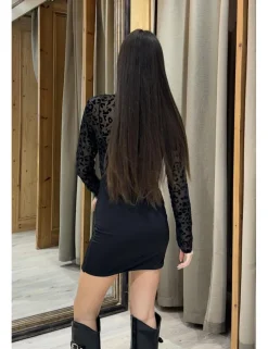 Vestido mini gasa negro