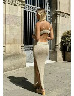 Vestido punto lúrex anilla oro