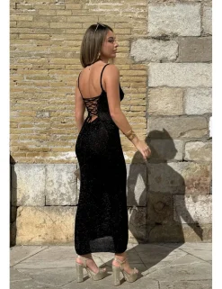 Vestido punto lúrex negro