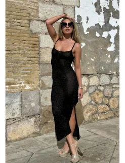 Vestido punto lúrex negro